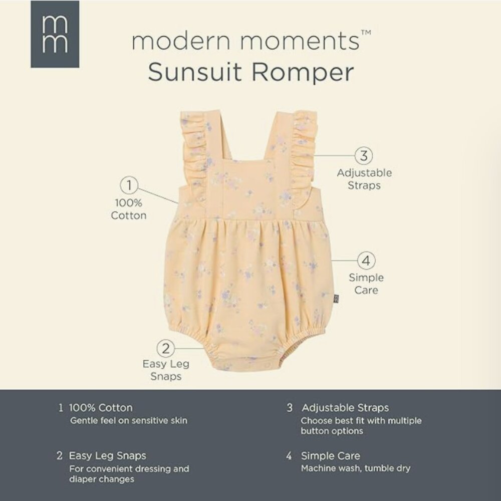 Modern Moments by Gerber Baby Girls' Sleeveless French Terry Romper